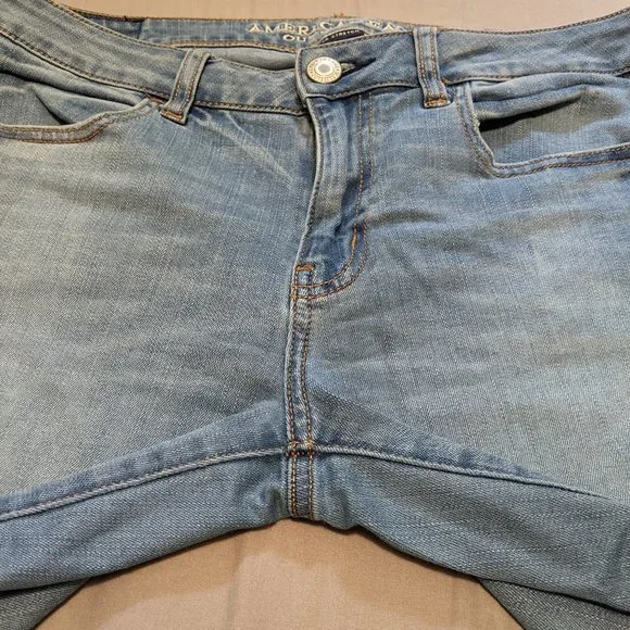 American Eagle Denim Jeggings Size 10 Short Super Stretch Light Medium Wash - Picture 4 of 16